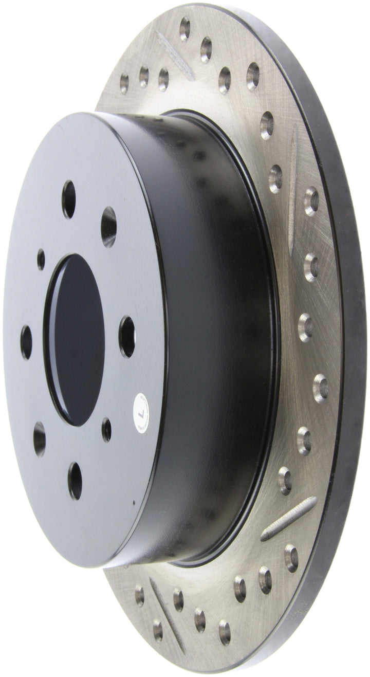 StopTech 90-96 Acura Integra / 97-01 Integra (Exc. Type R) Slotted & Drilled Left Rear Rotor - Bull Strap