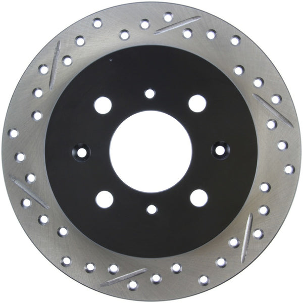 StopTech 90-96 Acura Integra / 97-01 Integra (Exc. Type R) Slotted & Drilled Right Rear Rotor - Bull Strap