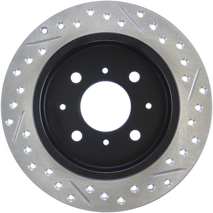 StopTech 90-96 Acura Integra / 97-01 Integra (Exc. Type R) Slotted & Drilled Right Rear Rotor - Bull Strap
