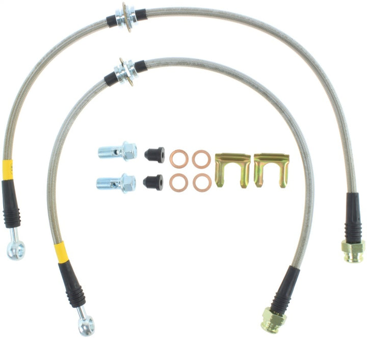 StopTech 93-01 Impreza Stainless Steel Front Brake Lines - Bull Strap