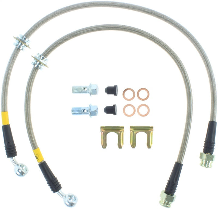 StopTech 93-01 Impreza Stainless Steel Rear Brake Lines - Bull Strap