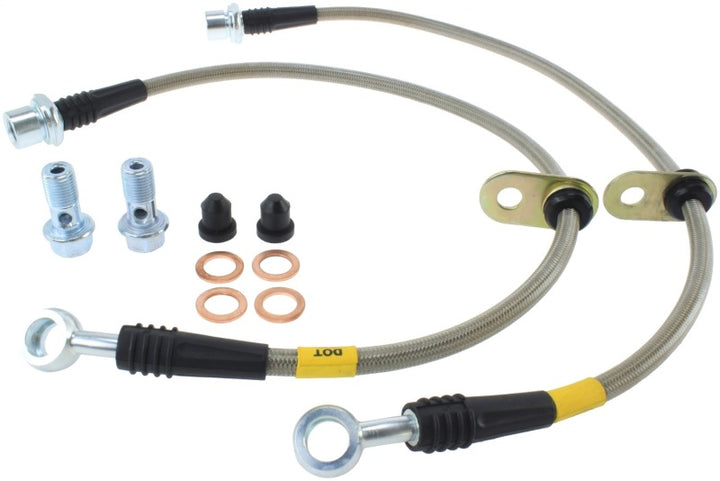 StopTech 94-99 Toyota Celica Front Stainless Steel Brake Lines - Bull Strap