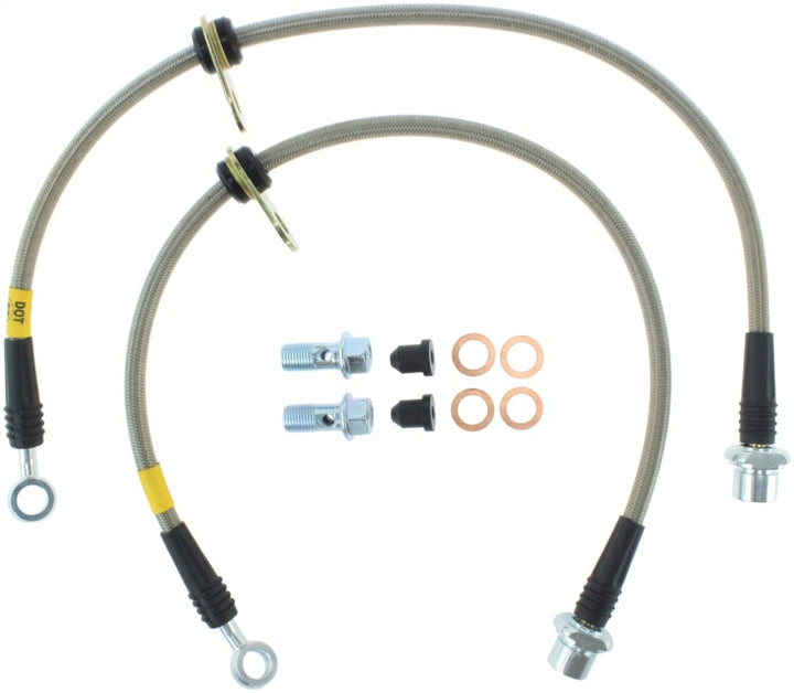StopTech 94-99 Toyota Celica Front Stainless Steel Brake Lines - Bull Strap