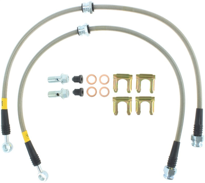 StopTech 95-99 Mitsubishi Eclipse Stainless Steel Front Brake Lines - Bull Strap