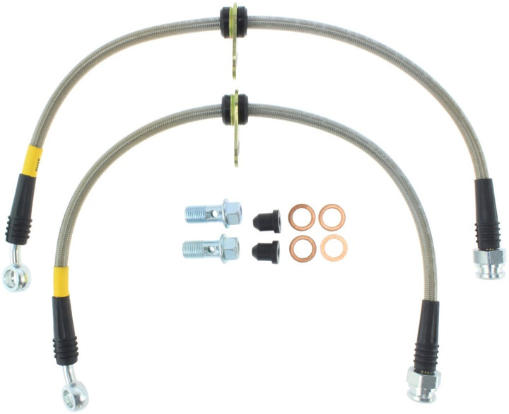 StopTech 97-01 Honda Prelude Stainless Steel Front Brake Lines - Bull Strap
