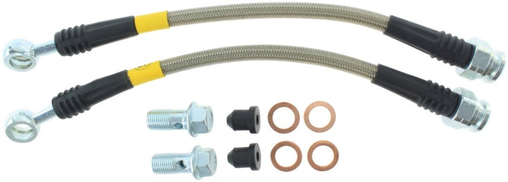 StopTech 98-02 Chevy Camaro Stainless Steel Rear Brake Lines - Bull Strap