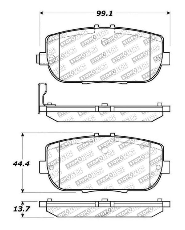 StopTech OE Fit Rear Sport Brake Pads - Bull Strap