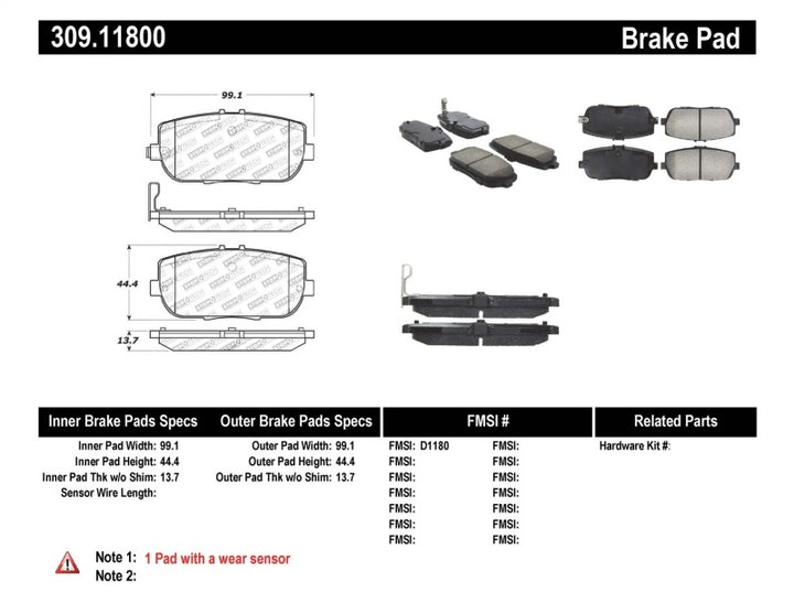 StopTech OE Fit Rear Sport Brake Pads - Bull Strap