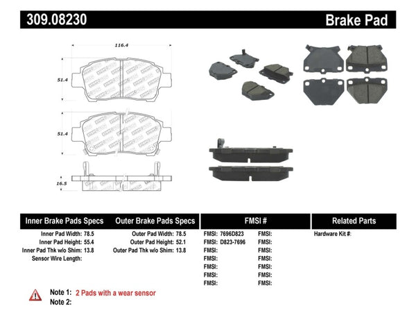 StopTech Performance 00-05 Celica GT-S Rear Brake Pads - Bull Strap