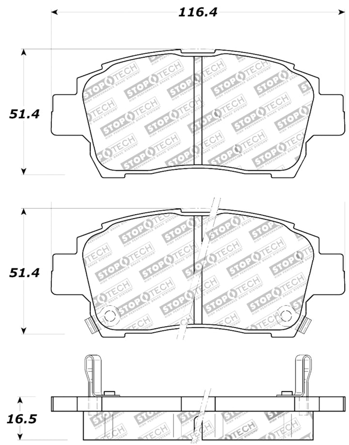 StopTech Performance 00-05 Celica GT-S Rear Brake Pads - Bull Strap