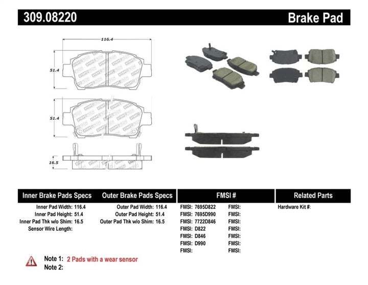 StopTech Performance 00-05 Spyder MR2 / 00 Celica GT / 04-07 xA/xB Front Brake Pads - Bull Strap