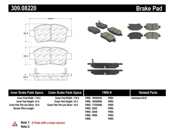 StopTech Performance 00-05 Spyder MR2 / 00 Celica GT / 04-07 xA/xB Front Brake Pads - Bull Strap