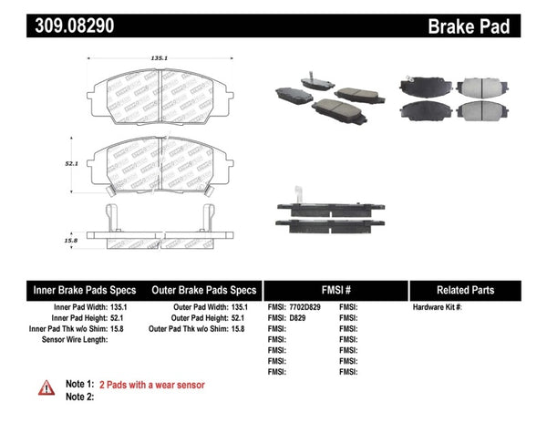 StopTech Performance 00-09 S2000/06+ Civic Si/02-06 RSX-S (non base) Front Brake Pads - Bull Strap