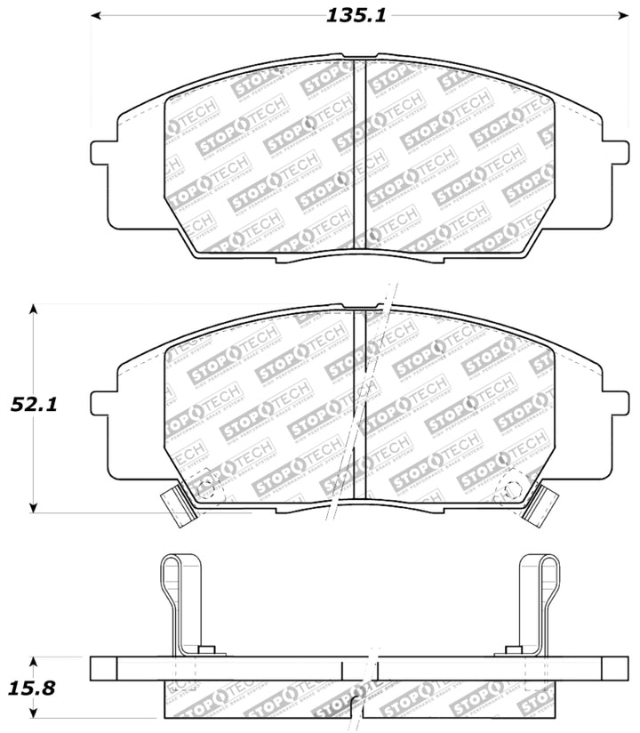 StopTech Performance 00-09 S2000/06+ Civic Si/02-06 RSX-S (non base) Front Brake Pads - Bull Strap