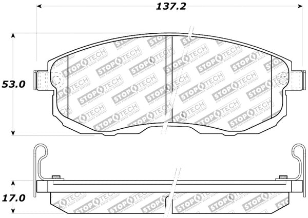 StopTech Performance 02-05 Infiniti G35 / 07-09 Nissan Altima/Sentra / 6/02-05 350Z Front Brake Pa - Bull Strap