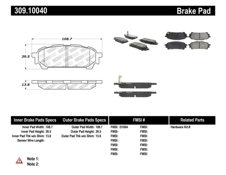 StopTech Performance 03-05 WRX Rear Brake Pads - Bull Strap
