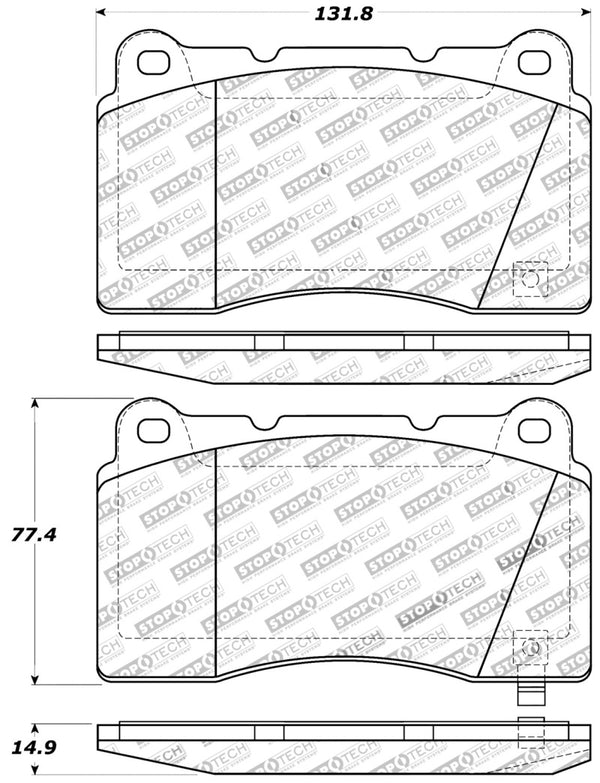 StopTech Performance 04-07 STi / 03-06 Evo / 08-10 Evo / 10+ Camaro Front Brake Pads - Bull Strap
