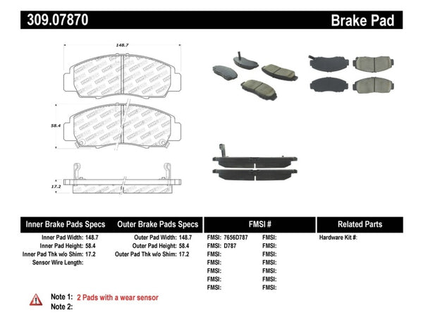 StopTech Performance 04-09 Acura TSX / 09 Accord V6 Coupe ONLY Front Brake Pads - Bull Strap
