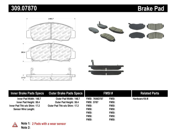 StopTech Performance 04-09 Acura TSX / 09 Accord V6 Coupe ONLY Front Brake Pads - Bull Strap