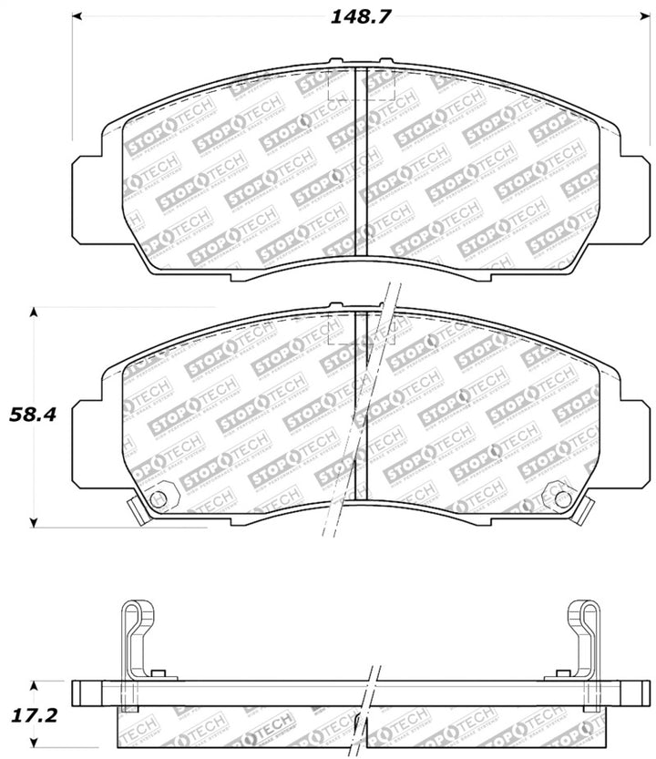 StopTech Performance 04-09 Acura TSX / 09 Accord V6 Coupe ONLY Front Brake Pads - Bull Strap
