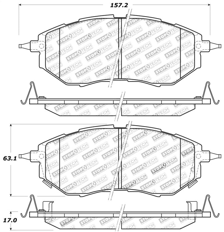 StopTech Performance 05-08 Legacy 2.5 GT Front Brake Pads - Bull Strap