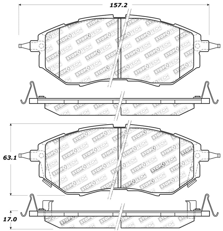 StopTech Performance 05-08 Legacy 2.5 GT Front Brake Pads - Bull Strap