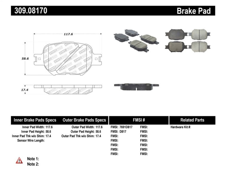 StopTech Performance 05-08 Scion tC/ 01-05 Celica GT/ 00-05 Celica GT-S Front Brake Pads - Bull Strap