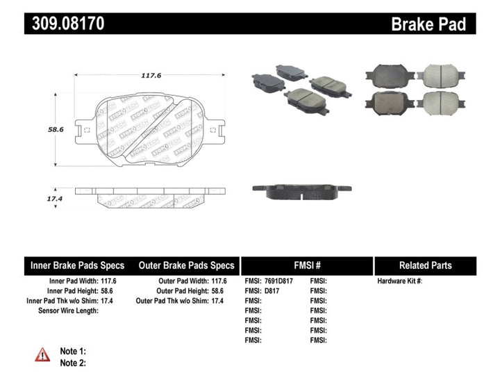 StopTech Performance 05-08 Scion tC/ 01-05 Celica GT/ 00-05 Celica GT-S Front Brake Pads - Bull Strap