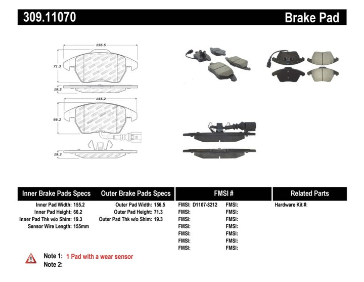 StopTech Performance 06-10 Audi A3 / 08-10 Audi TT / 06-09 VW GTI / 05-10 Jetta Front Brake Pads - Bull Strap