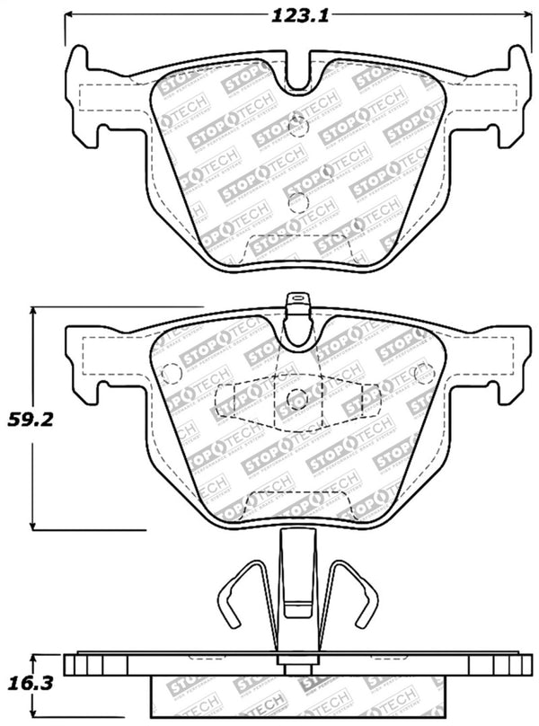 StopTech Performance 06 BMW 330 Series (Exc E90) / 07-09 335 Series Rear Brake Pads - Bull Strap
