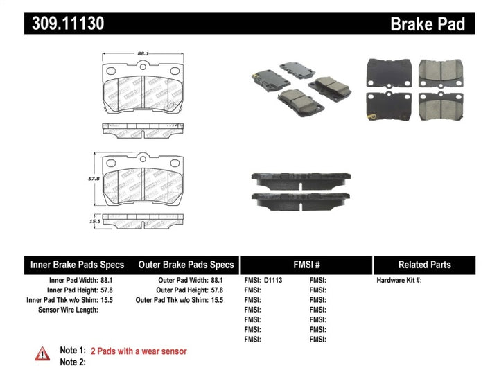 StopTech Performance 06 Lexus GS300/430 / 07-08 GS350 / 06-08 IS250/350 Rear Brake Pads - Bull Strap