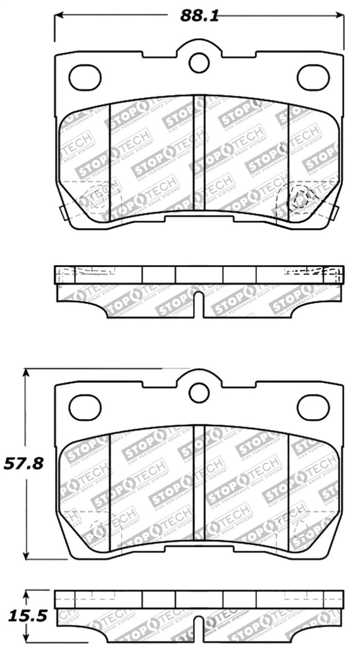StopTech Performance 06 Lexus GS300/430 / 07-08 GS350 / 06-08 IS250/350 Rear Brake Pads - Bull Strap