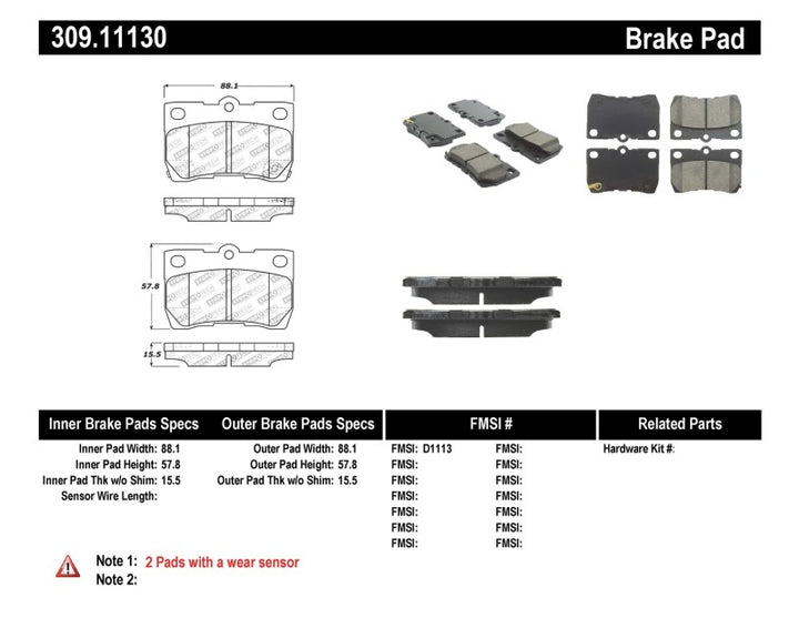 StopTech Performance 06 Lexus GS300/430 / 07-08 GS350 / 06-08 IS250/350 Rear Brake Pads - Bull Strap