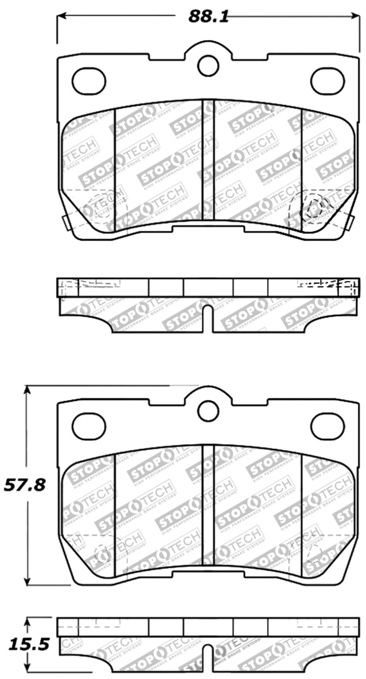 StopTech Performance 06 Lexus GS300/430 / 07-08 GS350 / 06-08 IS250/350 Rear Brake Pads - Bull Strap