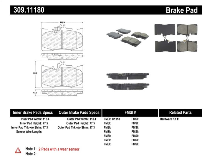 StopTech Performance 06 Lexus GS300/430 / 07-08 GS350 / 06-08 IS350 Front Brake Pads - Bull Strap