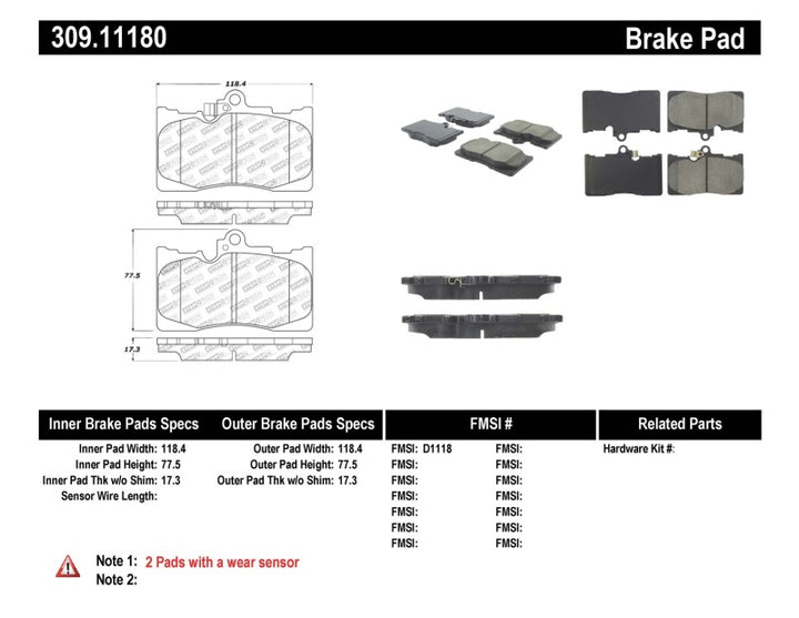StopTech Performance 06 Lexus GS300/430 / 07-08 GS350 / 06-08 IS350 Front Brake Pads - Bull Strap