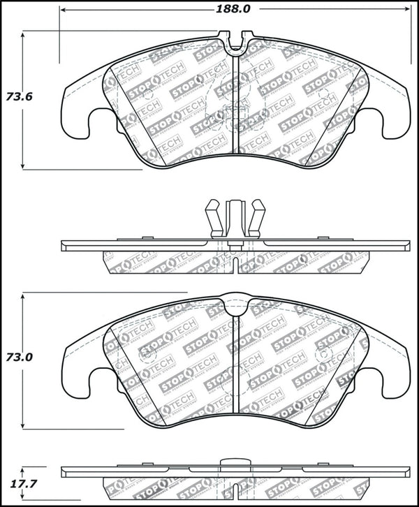 StopTech Performance 08-10 Audi A5 / 10 S4 / 09-10 Audi A4 (except Quattro) Front Brake Pads - Bull Strap