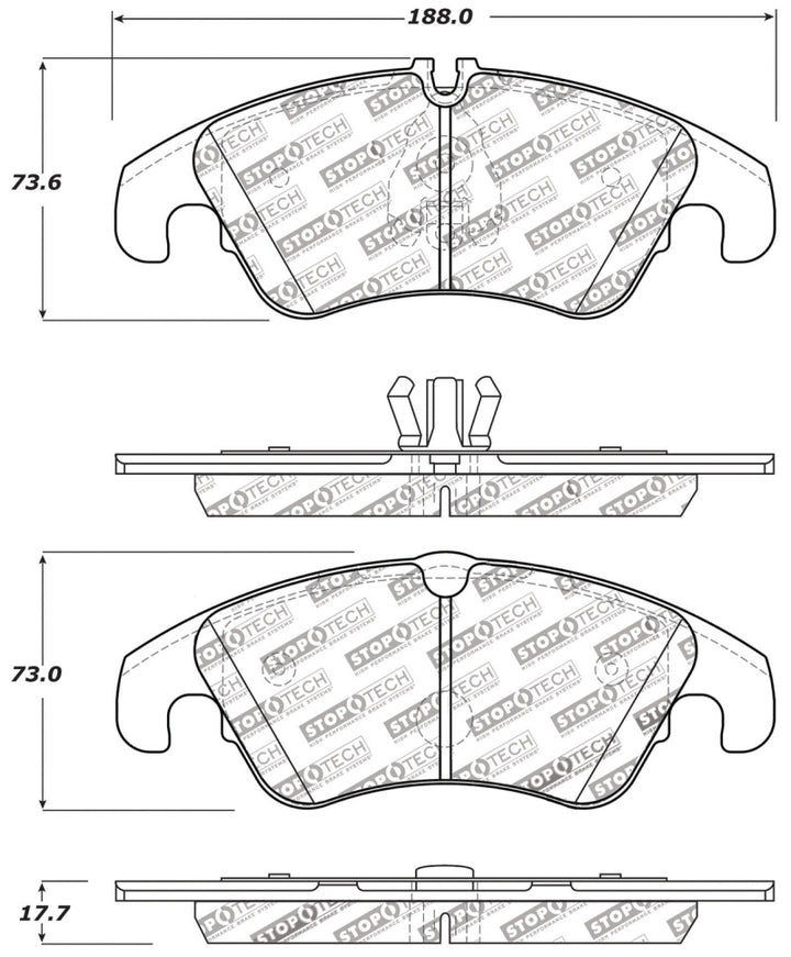 StopTech Performance 08-10 Audi A5 / 10 S4 / 09-10 Audi A4 (except Quattro) Front Brake Pads - Bull Strap