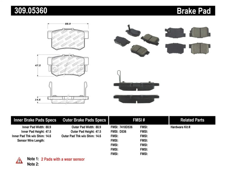 StopTech Performance 08-10 Honda Accord EX/EX-L Coupe / 08-10 LX/LX-P/LX+ Sedan Rear Brake Pads - Bull Strap