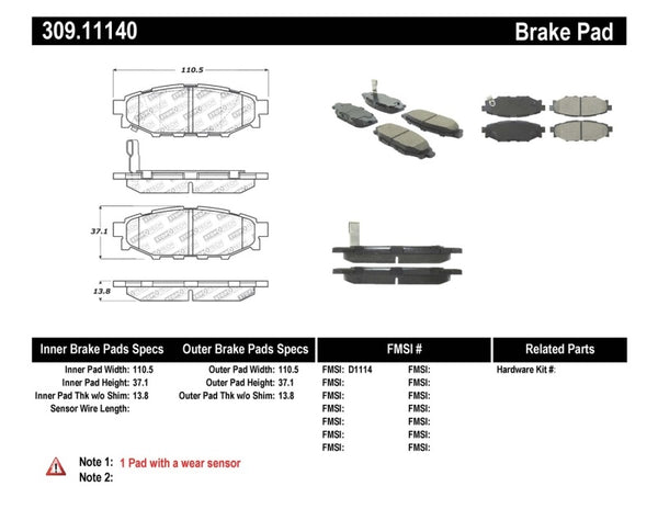 StopTech Performance 08-10 WRX Rear Brake Pads - Bull Strap