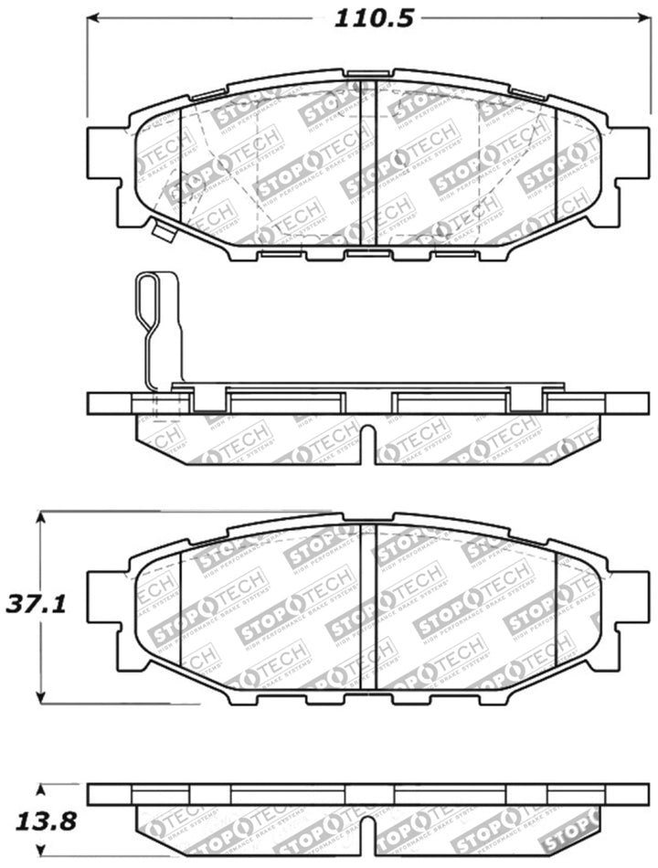 StopTech Performance 08-10 WRX Rear Brake Pads - Bull Strap