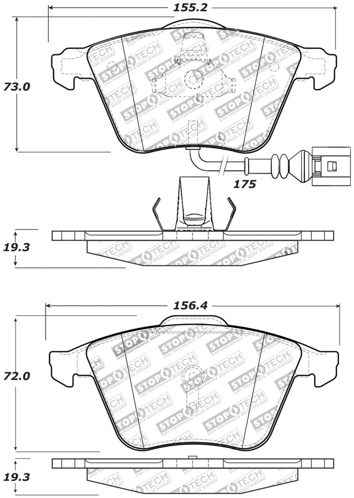 StopTech Performance 08-13 Audi TT Quattro / 12 VW Golf R Front Brake Pads - Bull Strap
