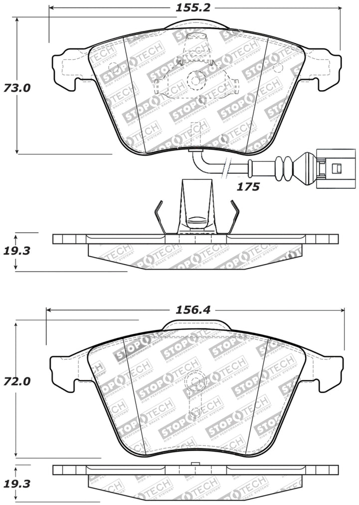 StopTech Performance 08-13 Audi TT Quattro / 12 VW Golf R Front Brake Pads - Bull Strap
