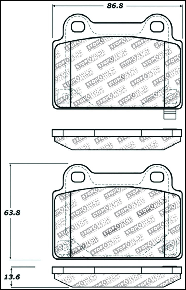 StopTech Performance 08+ Mitsubishi Evolution X Rear Brake Pads - Bull Strap