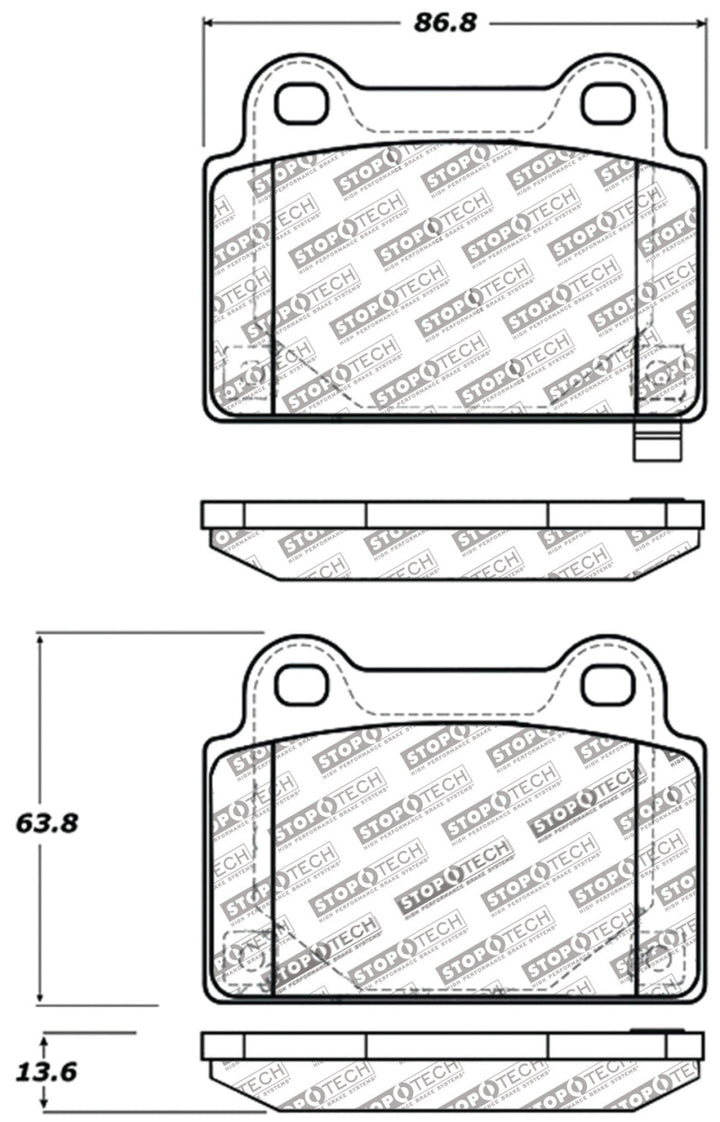 StopTech Performance 08+ Mitsubishi Evolution X Rear Brake Pads - Bull Strap