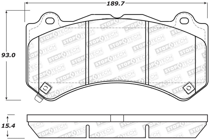 StopTech Performance 09-15 Cadillac CTS Front Brake Pads - Bull Strap
