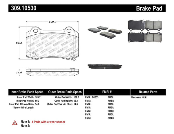 StopTech Performance 10+ Camaro Rear Brake Pads - Bull Strap