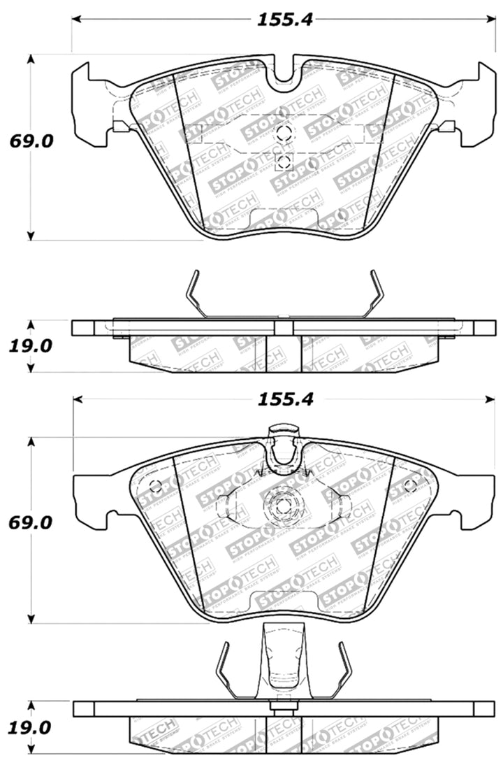 StopTech Performance 11-12 BMW Z4 (E86) / 07-11 335 Series (E90/92/93/F30) Front Brake Pads - Bull Strap