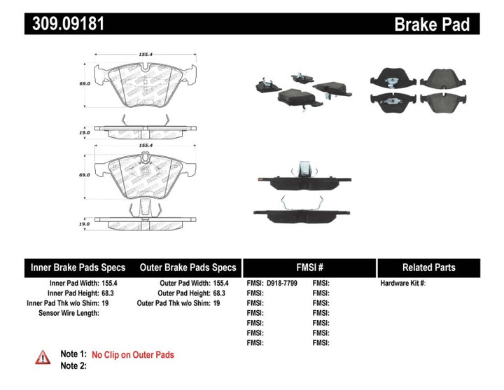 StopTech Performance 11-12 BMW Z4 (E86) / 07-11 335 Series (E90/92/93/F30) Front Brake Pads - Bull Strap