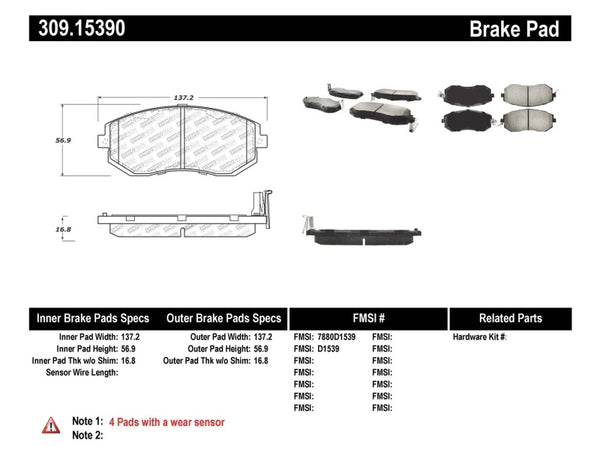 StopTech Performance 13 Scion FR-S / 13 Subaru BRZ Front Brake Pads - Bull Strap